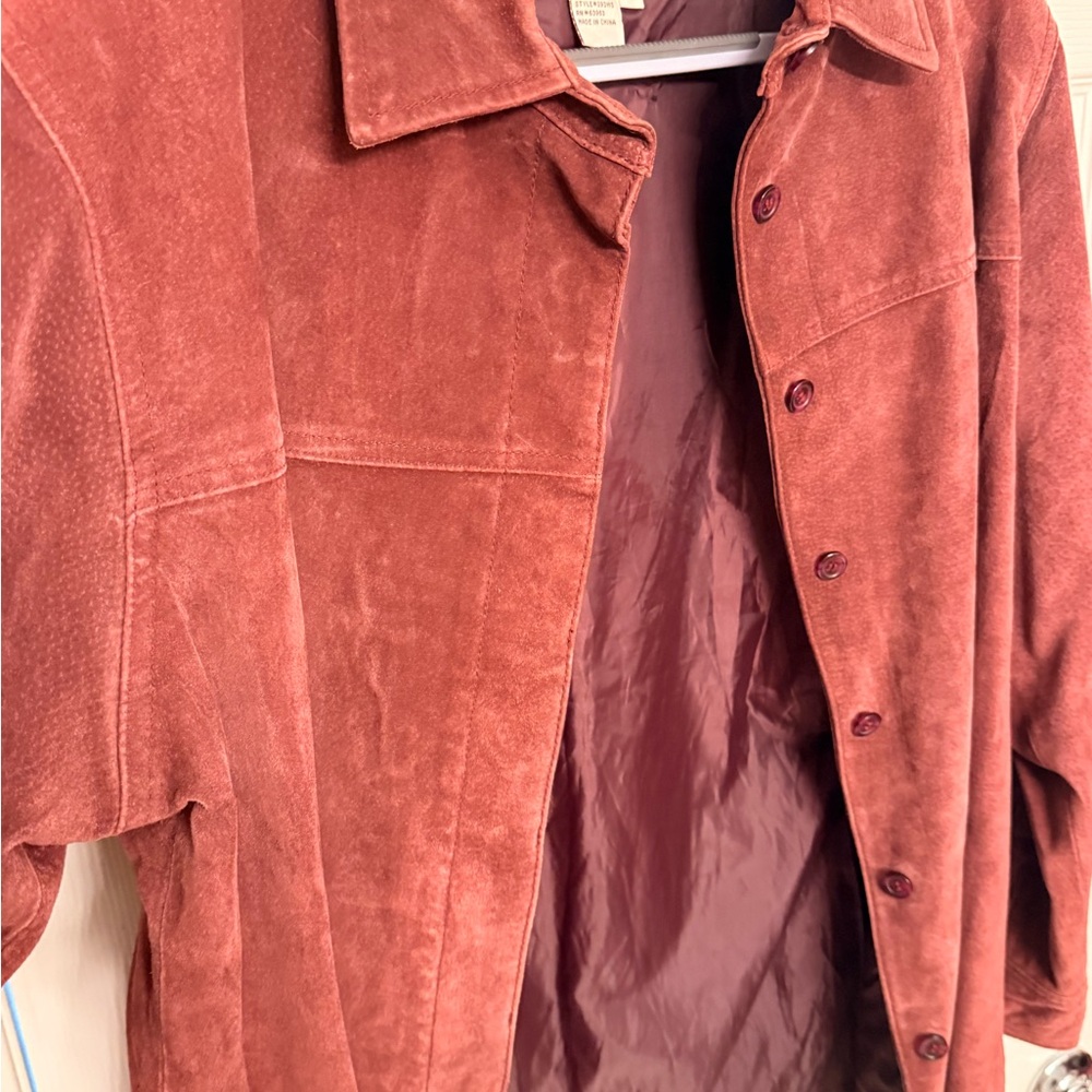 Vintage Live a Little Women's Leather Blazer in Dusty Rose